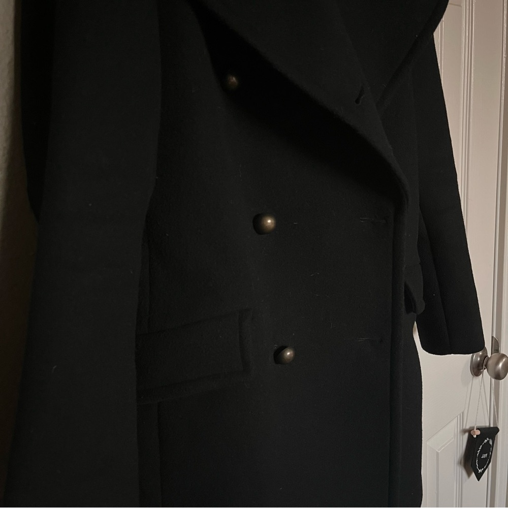 Nili Lotan for Target Women's Black Wool Blend Double-Breasted Peacoat - Picture 6 of 6